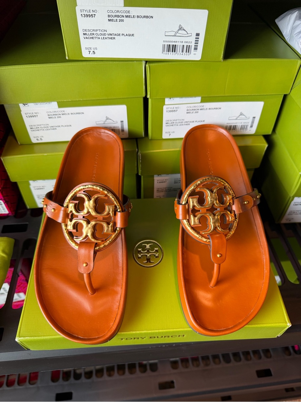 Tory Burch Miller Cloud Vintage Sandals with Gold Medallion - Picture 6 of 7